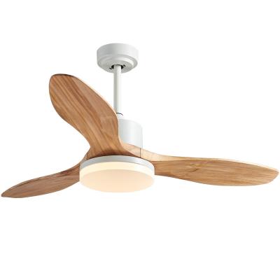 China Energy Saving Home Summer Blade Ceiling Fan Light Cool Solid Wood Modern Led Ceiling Fans With Led Light for sale