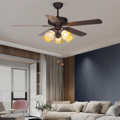 China Energy Savings Exhaust Retro American Style Electric Fan Ceiling Fans With Light And Zipper for sale