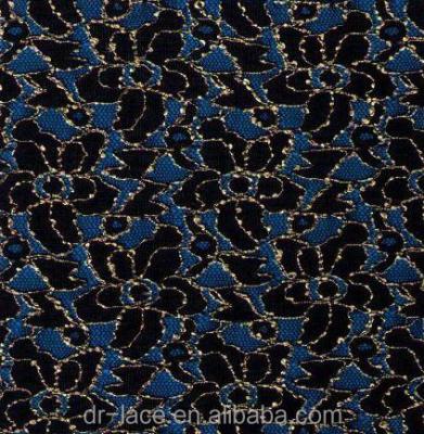 China 2021 Viable New Hot African Black And Gold Flower Guipure Fabric Lace Rope Fabrics for sale