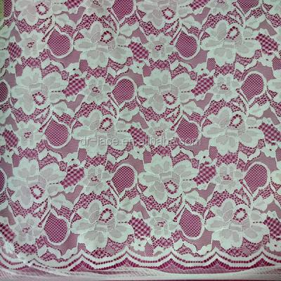 China Great viable stretch all over lace fabric with scalloped edge wave border for sale