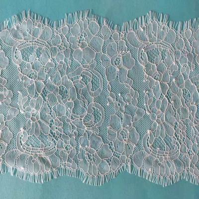 China 2021 Hot Trim Lace China Durable 100%nylon lace 17cm width eyelash lace elastics for sale