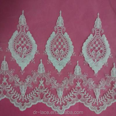 China Viable Good Quality Vintage Style Embroidery French Cotton/Nylon Lace Trim For Lady Dress Net Embroidery Lace Trim for sale