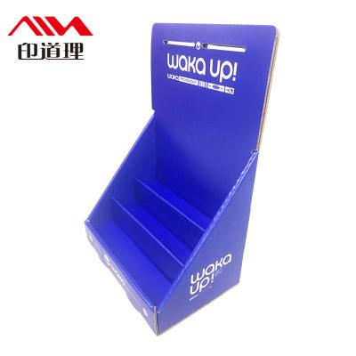 China Supermarket Retail Shop Corrugated Cardboard Display Box Display Stand Recyclable Foldable Shelf Rack Counter for sale