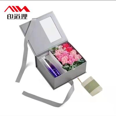 China Wholesale Custom Recyclable Round Square Heart Shape Paper Flower Luxury Display Box With Clear Lid for sale