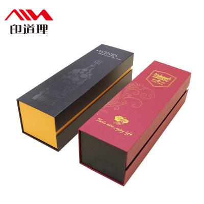 China Recyclable Single Double Wine Bottle Gift Box Wit Silk Magnetic Closure With Handle for sale