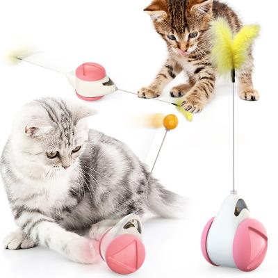 China New Viable Pet Toy Feather Bells Tumbler Toy Cat Balance Toy Interactive Funny for sale