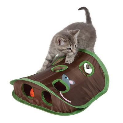 China Viable Cat Toy 9 Holes Foldable Mouse Pet Playing Tunnel Cat Interactive Toy Mice Game Intelligence Training With Ball for sale