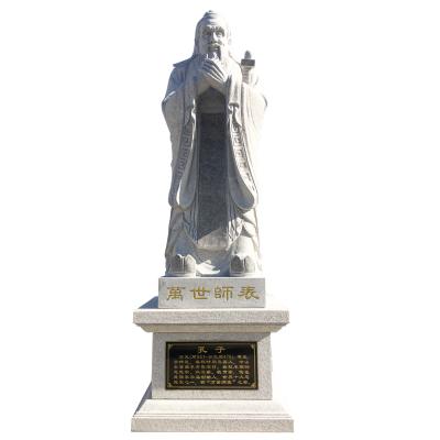 China Chinese Ancient Sage White Granite Confucius Figure Statue Oriental Style Statue for sale