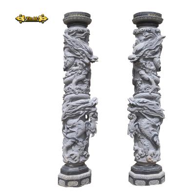 China Natural Temple Stone Dragon Pillar Granite Creates Exterior Dragon Pillar Design Relief Marble Carving for sale