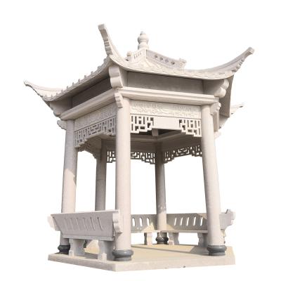 China Chinese Hand Carved Chinese Style Pavilion Natural Stone Products For Garden Use for sale