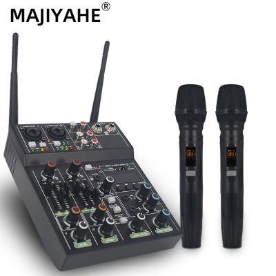 China Power Light Mixer Wireless Microphone With 4 Channel Microphone Mixer DJ Audio Mixer for sale