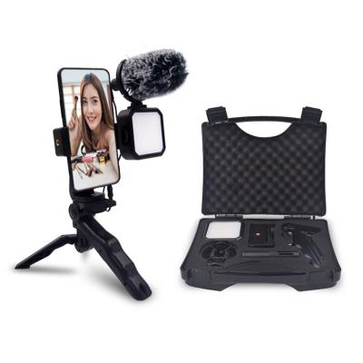 China PORTABLE Vlogging Kit with Remote Control LED Light Tripod Phone Holder for Tiktok Youtube Live Recording Smartphone Microphone Kit for sale