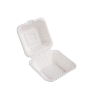 China 6 Inch Disposable Clamshell Disposable Food Packaging Box Biodegradable Hamburger Box for sale