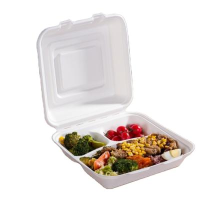 China CLASSIC Hot Sale 3 Compartment Disposable Sugar Cane Bagasse Paper Packing Box for sale