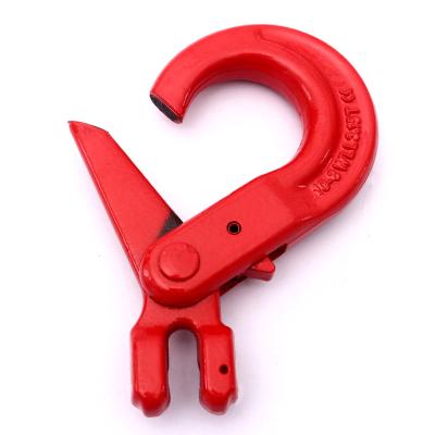 China Heavy Industry High Quality Chain G80 Fittings Alloy Steel Hook Crane Lifting Clevis Self Locking With Safety Latch for sale