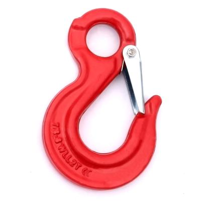 China Heavy Industry G80 Eye Sling Lifting Chain Hook With Safety Latch for sale