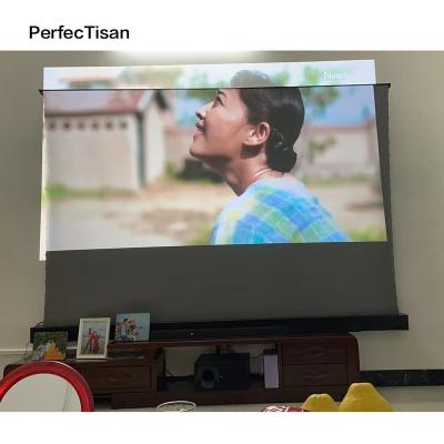 China PerfecTisan Electric 120 Inch Floor Rising Screen Matte White Electric Projection Screens 150 Viewing Angle Tubular Motors Motorized Screen for sale