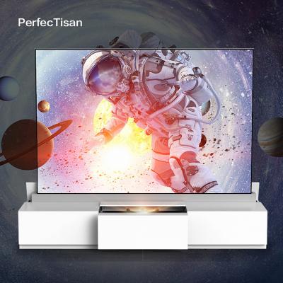 China PerfecTisan Electric Projection Screen TV Cabinet 90-120inch All-in-one Ultra Short Grid Smart Optical Screen Support 4K 3D Black for sale