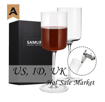 China Wine Glasses Set Samlife Wholesale Luxury Custom Cylinder Long Stem Ultrathin Crystal Wine Glasses Set For Wedding for sale