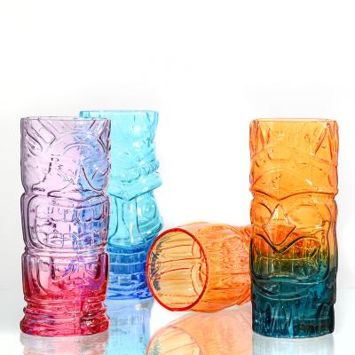 China Cute Embossed Colored Glass Tumblers Cute Logo Handmade Glass Tumbler Custom Made From Samlife for sale