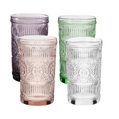 China Samlife Glass Tumblers Wholesale Custom Handmade Color Etched Glass Tumblers With Sunflower Pattern for sale