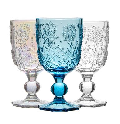 China Wine Glasses With Snowflake Pattern Samlife Handmade Unique Luxury Vintage Blown Crystal Colored Wine Glasses With Snowflake Pattern for sale