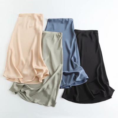 China PDEP Breathable Most Popular Breathable Smooth Silk Quick Dry Skirt For Women Office Lady Elegant Skirt For Ladies for sale