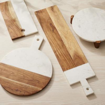 China Viable Round Decorative Acaia Wood Slice Cutting Marble Pallet Cheese Wood Board for sale