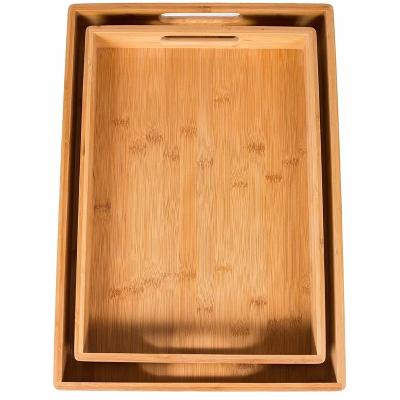 China Low Price Guaranteed Quality Bamboo Rectangular Serveware Serving Tray Set Dinner Dish for sale