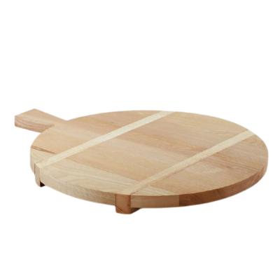 China Custom Round Kitchenware Natural Kitchen Serving Serving Tray Made Of Ash Wood for sale