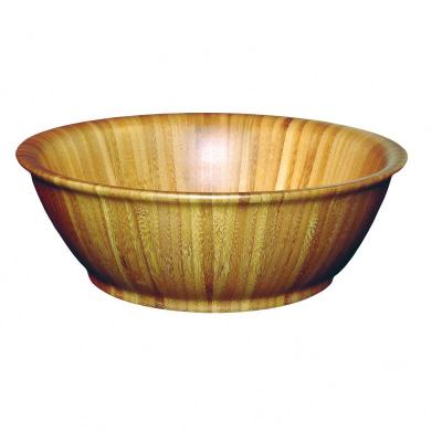 China Eco Friendly Round Natural Handmade Bamboo Kitchenware Sustainable Large Fruit Salad Bowls With Stand for sale