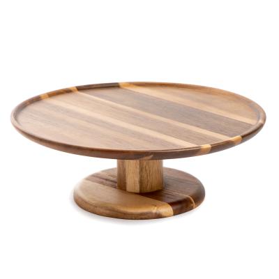 China Sustainable European Acacia Wood Natural Round Wedding Party Afternoon Tea Rustic Style Tools Cake Table Stand for sale