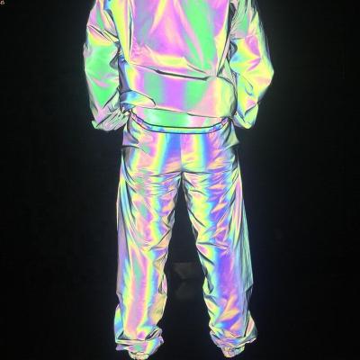 China Waterproof Rainbow Touches Custom Multicolor Reflective Hip Hop Jacket Men for sale