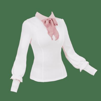 China Custom Anti-Wrinkle Golf Ladies Long Sleeve Shirt Polyester Women's Breathable Golf Shirt With Pink Bow for sale