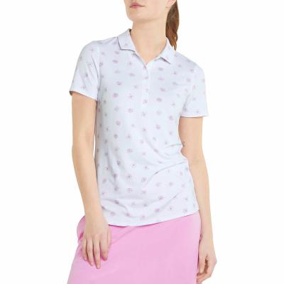 China Top Selling Floral Women Polo Shirt Polo Shirt Custom Logo Anti-Wrinkle Golf Apparel Manufacturers Best Sublimation Bleach Golf Shirt for sale