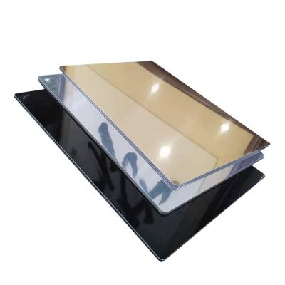 China Modern High Reflection Gold Color Mirror Color Aluminum Composite Cladding Mirror Faced ACM Panel For Exterior And Interior Cladding for sale