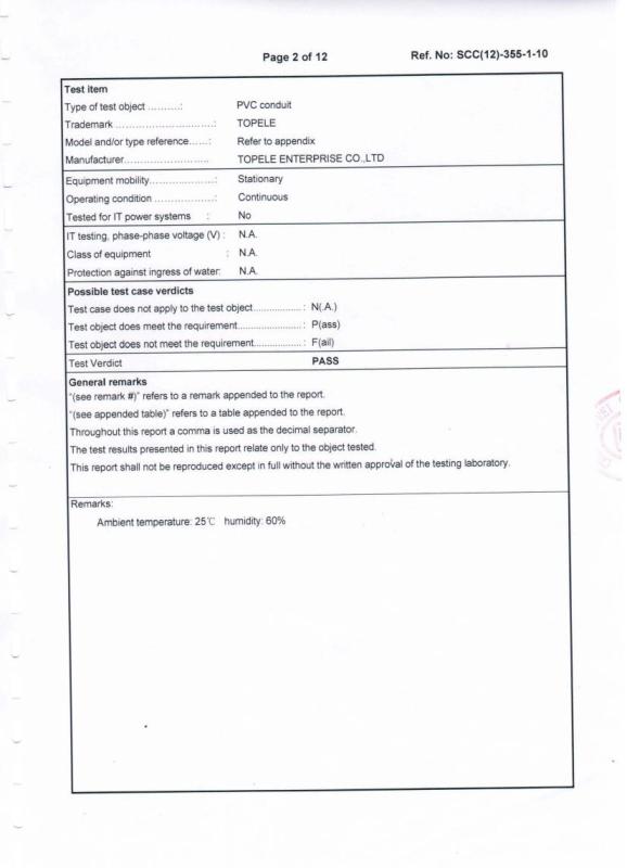 TEST REPORT - TOPELE ENTERPRISE CO.,LTD