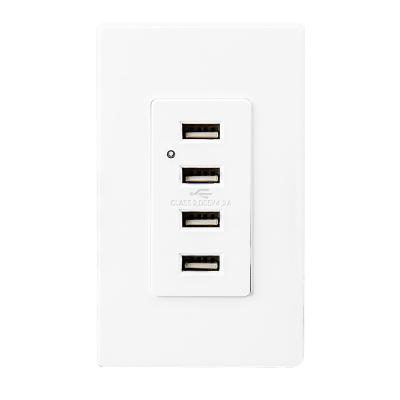 China Witte USB muur stopcontact, USB elektrische stopcontact 4 USB-poorten met 2 muurplaten Te koop