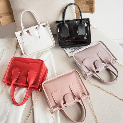 China 2021 Factory Wholesale Fashionable Custom Style PU Luxury Handbags For Women Handbags Set Transparent Jelly Women's Chain Handbags for sale