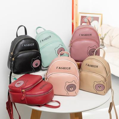 China casual& fashion arrival cheap women cute pu cartoon pattern printing mini kids backpack fashion ladies grab small leather custom school bags for sale