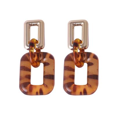 China Fashion Leopard Drop Earrings Rectangle Geometric Acetate Ethnic Lead Free Nickel Free Shape Acrylic Earrings Women Jewelry for sale