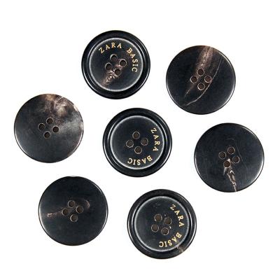 China Wholesale 4 Hole Viable Real Round Factory Beef Horn Buttons Buffalo Custom Horn Button For Coat Blazer for sale