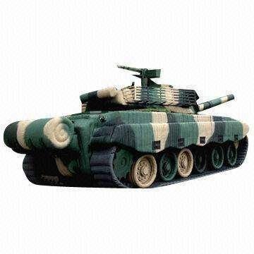 China PVC Laminated Sheet Inflatable Military Tank Lure Inflatable Army Tank Decoy for sale