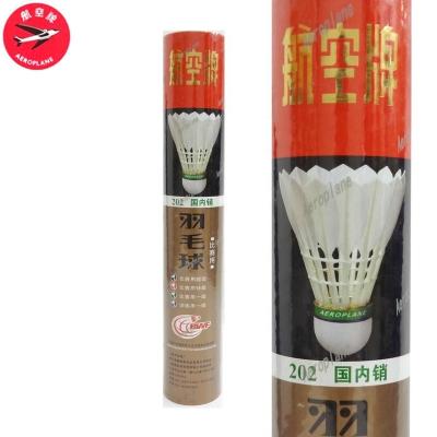 China Tournament Aircraft 202 Label Class B Green Goose Feather +Class A Cigu Feather Badminton Shuttlecock for sale