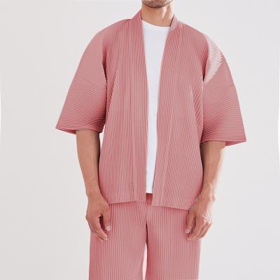 China Breathable sports cardigan pleated Japanese style casual suit new fashion solid color men's jogging suit design for sale