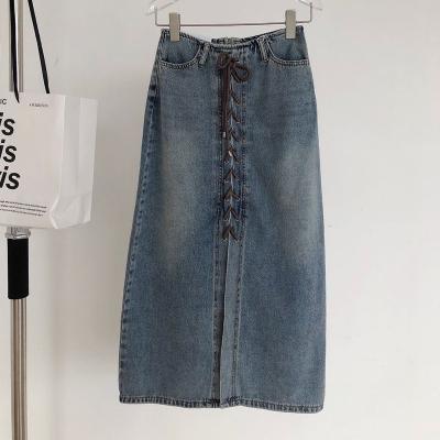 China Wholesale New High Quality Anti-static Denim Skirt Breathable All-match Summer Skirt Lace Up High Waist Denim Skirt for sale