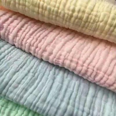 China Customized 100% Organic Double Gauze Fabric Cotton Bubble Cloth Tear-resistant Plain And With Pattern For Baby Blanket for sale