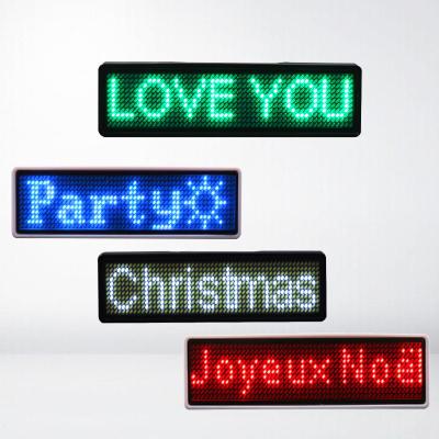 China Indoor 11*55 Pixel Multicolor Programmable LED Scrolling Name Badge for sale