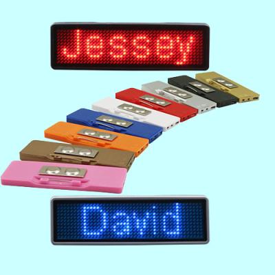 China Indoor Programmable Text Scrolling LED Message Badge for sale