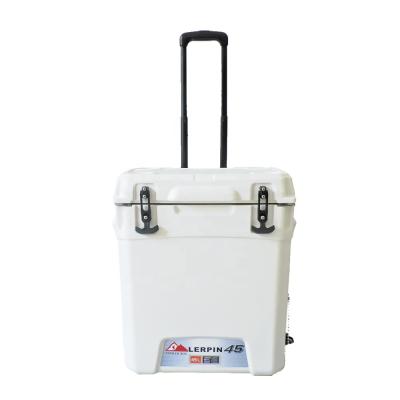 China 40L waterproof plastic cooler box with wheels for fishing, camping and picnic for sale